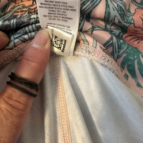 Preowned Reebox Womens Pink and Green Tropical Leggings Size 2X - Picture 6 of 9